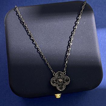 Fortok Van Cleef & Arpels Black Full Diamond Four-leaf Clover Bracelet 