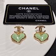 Fortok Chanel Green Heart Double C Earrings - 1