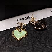 Fortok Chanel Green Heart Double C Earrings - 3