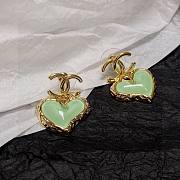 Fortok Chanel Green Heart Double C Earrings - 2