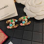 Fortok Chanel Colorful Diamond Pearl Letter Earrings - 1