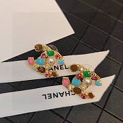Fortok Chanel Colorful Diamond Pearl Letter Earrings - 2