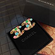 Fortok Chanel Colorful Diamond Pearl Letter Earrings - 3