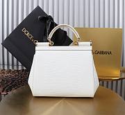Fortok Dolce & Gabbans Calfskin Sicily Bag With Iguana Print White 20cm - 3