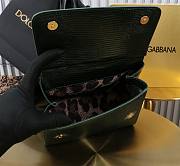 Fortok Dolce & Gabbans Calfskin Sicily Bag With Iguana Print Dark Green 20cm - 2