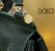 Fortok Dolce & Gabbans Calfskin Sicily Bag With Iguana Print Dark Green 20cm - 3