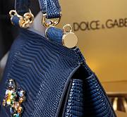 Fortok Dolce & Gabbans Calfskin Sicily Bag With Iguana Print Blue 20cm - 3