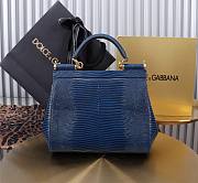 Fortok Dolce & Gabbans Calfskin Sicily Bag With Iguana Print Blue 20cm - 5