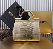 Fortok Dolce & Gabbans Calfskin Sicily Bag With Iguana Print Gold 20cm - 2