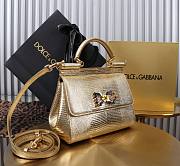 Fortok Dolce & Gabbans Calfskin Sicily Bag With Iguana Print Gold 20cm - 3