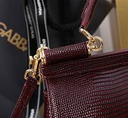 Fortok Dolce & Gabbans Calfskin Sicily Bag With Iguana Print Burgundy 20cm - 5