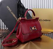 Fortok Dolce & Gabbans Calfskin Sicily Bag With Iguana Print Red 20cm - 2