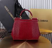 Fortok Dolce & Gabbans Calfskin Sicily Bag With Iguana Print Red 20cm - 5