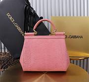 Fortok Dolce & Gabbans Calfskin Sicily Bag With Iguana Print Pink 20cm - 5