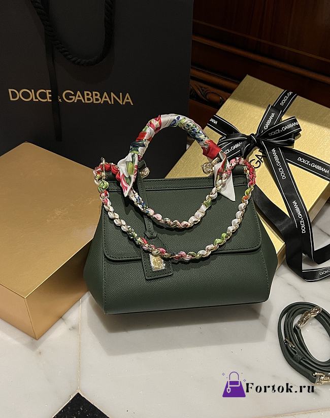 Fortok Dolce & Gabbana Scarf Red Dark Green Bag 20cm  - 1