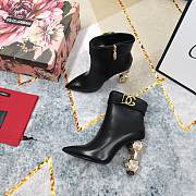 Fortok Dolce&Gabbana Rhinestone Heel Belt Buckle Ankle Boots Black - 6
