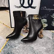 Fortok Dolce&Gabbana Rhinestone Heel Belt Buckle Ankle Boots Black - 5