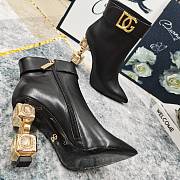 Fortok Dolce&Gabbana Rhinestone Heel Belt Buckle Ankle Boots Black - 4