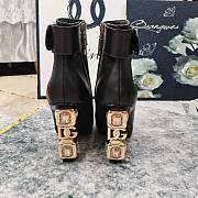 Fortok Dolce&Gabbana Rhinestone Heel Belt Buckle Ankle Boots Black - 2