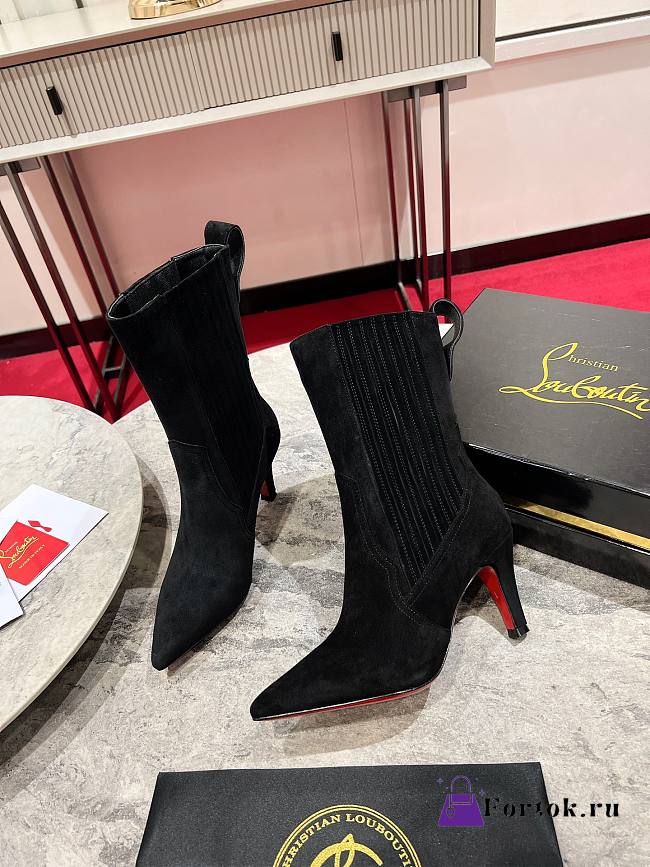 Fortok Christian Louboutin Santiagag Ankle Boots Black - 1