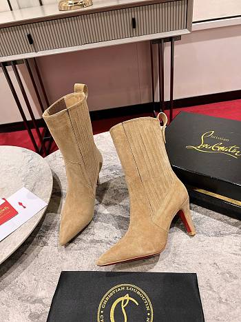 Fortok Christian Louboutin Santiagag Ankle Boots Beige