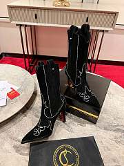 Fortok Christian Louboutin Santia Botta Strass Boots Black - 6