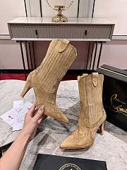 Fortok Christian Louboutin Santia Botta Strass Boots Beige  - 3