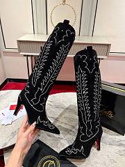 Fortok Christian Louboutin Santia Botta Strass Long Boots Black - 1