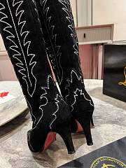 Fortok Christian Louboutin Santia Botta Strass Long Boots Black - 6
