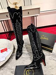 Fortok Christian Louboutin Santia Botta Strass Long Boots Black - 4