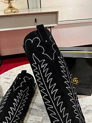 Fortok Christian Louboutin Santia Botta Strass Long Boots Black - 2