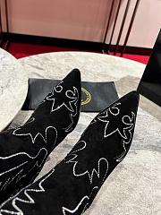Fortok Christian Louboutin Santia Botta Strass Long Boots Black - 3