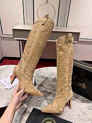 Fortok Christian Louboutin Santia Botta Strass Long Boots Beige - 1