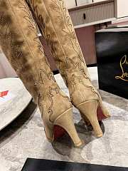 Fortok Christian Louboutin Santia Botta Strass Long Boots Beige - 5