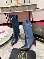 Fortok Christian Louboutin Santiabooty Nappa Leather And Senim Short Boots - 1