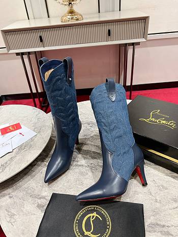 Fortok Christian Louboutin Santiabooty Nappa Leather And Senim Short Boots