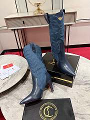 Fortok Christian Louboutin Santiabooty Nappa Leather And Senim Short Boots - 5