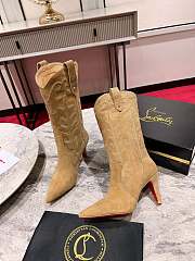 Fortok Christian Louboutin Saintia Botta Suede Short Boots Beige - 1