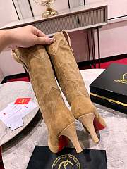 Fortok Christian Louboutin Saintia Botta Suede Short Boots Beige - 5