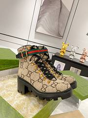 Fortok Gucci Beige GG Logo Ankle Boots - 1