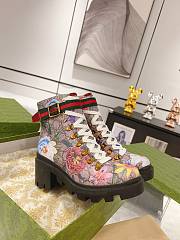 Fortok Gucci GG Beige Floral Ankle Boots - 1