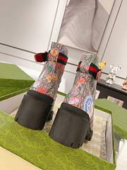 Fortok Gucci GG Beige Floral Ankle Boots - 6