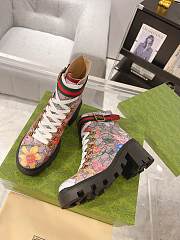 Fortok Gucci GG Beige Floral Ankle Boots - 5