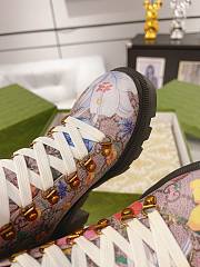 Fortok Gucci GG Beige Floral Ankle Boots - 2