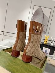 Fortok Gucci Monogram Cordovan Lux GG Ankle Boots Beige  - 4