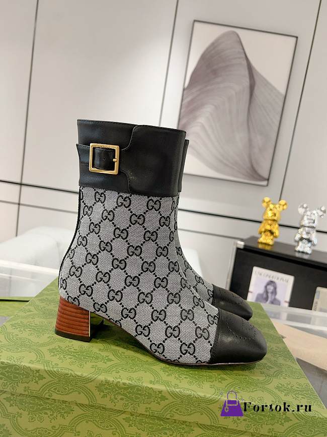 Fortok Gucci Monogram Cordovan Lux GG Ankle Boots Black - 1