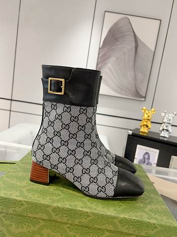 Fortok Gucci Monogram Cordovan Lux GG Ankle Boots Black