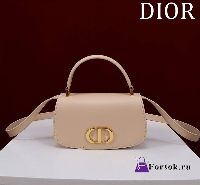 Fortok Dior Medium 30 Montaigne Avenue Top Handle Bag Beige Ribbed Calfskin 19x8x12cm - 1