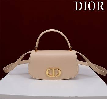 Fortok Dior Medium 30 Montaigne Avenue Top Handle Bag Beige Ribbed Calfskin 19x8x12cm
