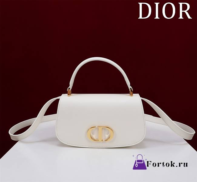 Fortok Dior Medium 30 Montaigne Avenue Top Handle Bag White Ribbed Calfskin 19x8x12cm - 1